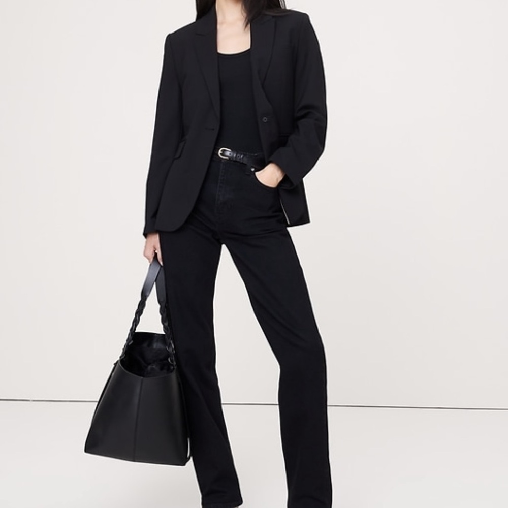 Banana Republic Fabbrica Alta Tailored Black Blazer Jacket sz 12